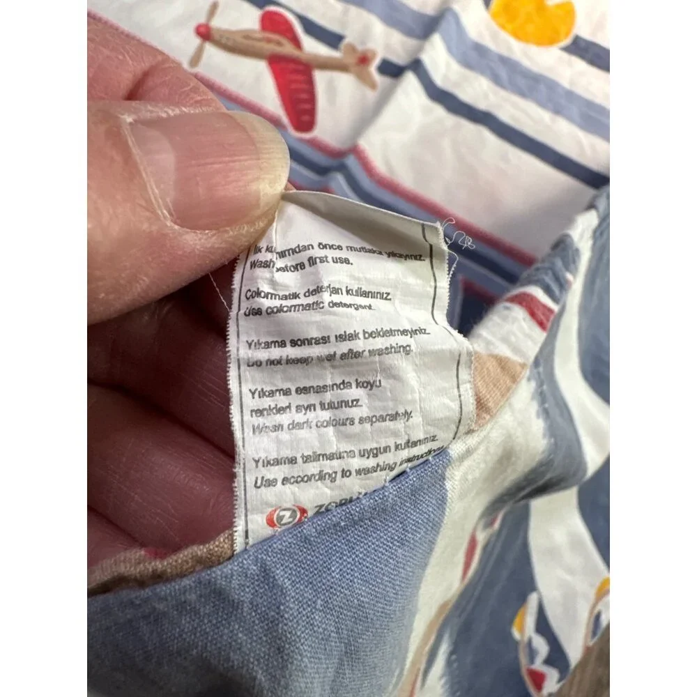 Brielle Kids Cotton Blanket With Boats Planes Ducks & Kites Print 100% Cotton